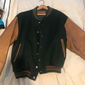 Vintage J. Peterman Bomber with leather sleeves